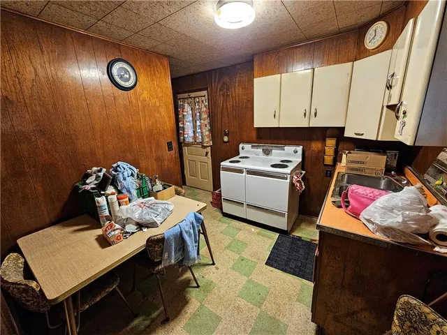 a bed room with a bed and a table