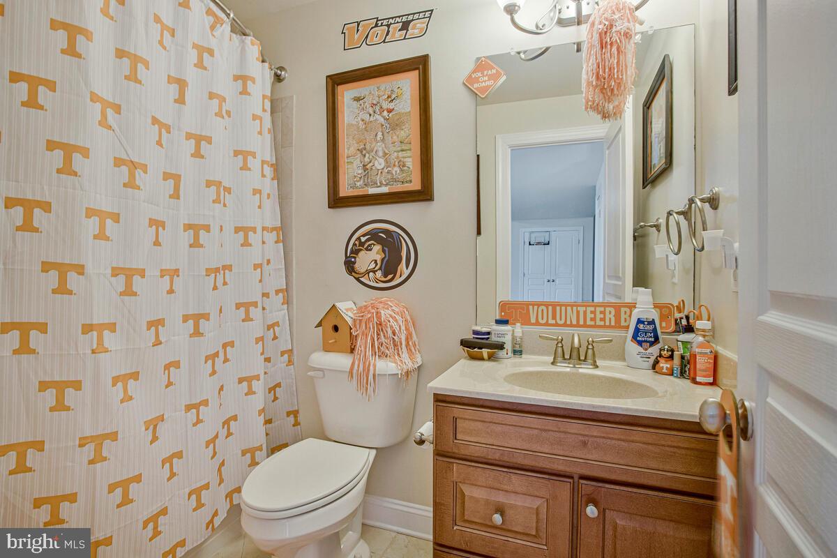 54 Simmons Ridge Road Prince Frederick, MD 20678 - Photo 45 of 55 a bathroom with a toilet a sink and a mirror