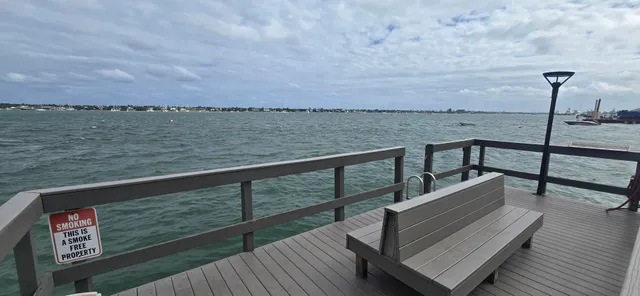 an outdoor space with furniture