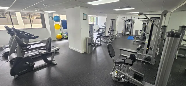 a view of a room with gym equipment