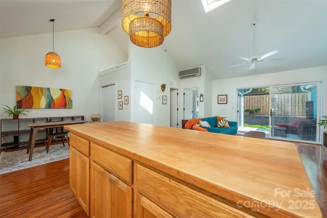 an outdoor space with furniture