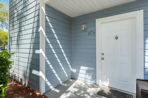 a view of wooden door