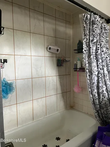 a bathroom with a bathtub