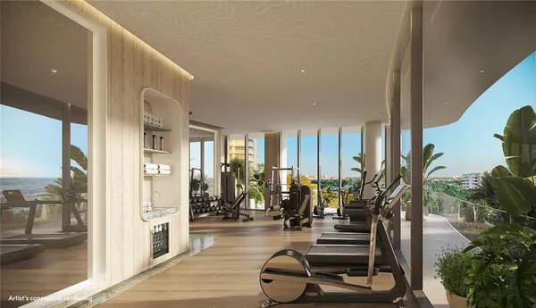 a view of a room with gym equipment