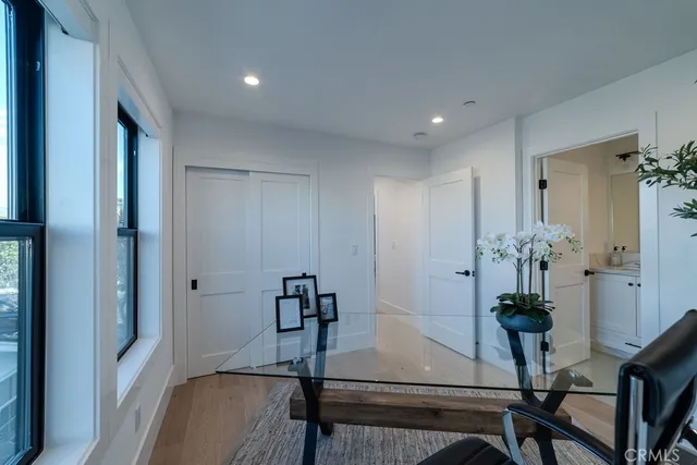 a view of a hallway view with staircase