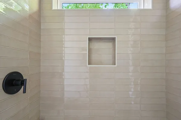 a bathroom with a sink and a shower