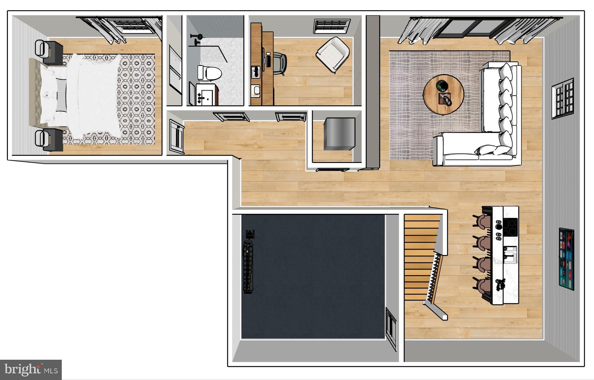 6809 Bluecurl Circle Springfield, VA 22152 - Photo 45 of 45 A rendering of a possible layout for the basement.