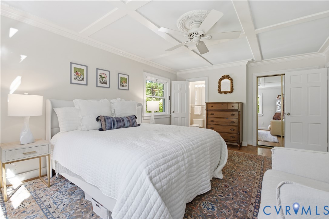 6405 Buckhill Road Richmond, VA 23225 - Photo 19 of 71 Bedroom featuring wood-finish flooring, a coffered