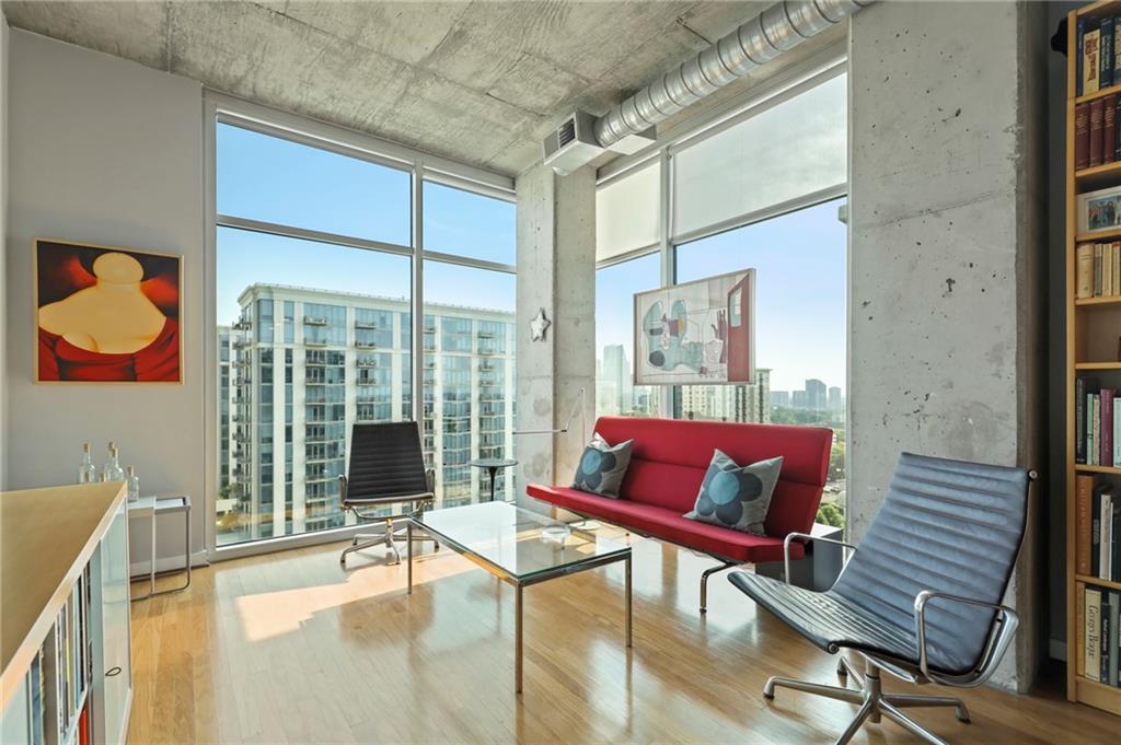 Floor to ceiling windows with great views. This condo is part of the Eclipse stack that has extra extension space allowing for even better views and light.
