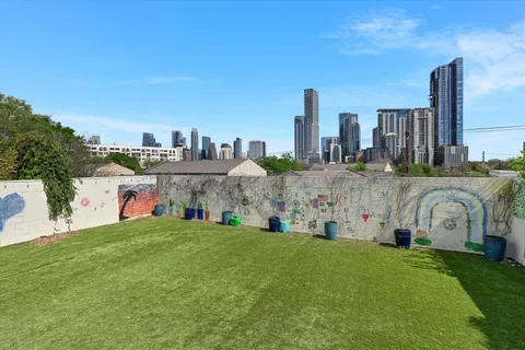 a view of a city with tall buildings