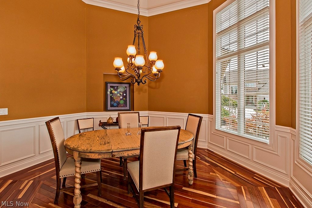 3375 Legends Way Cleveland, OH 44124 - Photo 16 of 33 Elegant Formal Dining Room with Natural Cherry Hardwood Floors and Custom Moldings