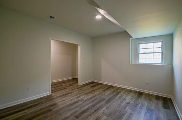 a view of a chair in wooden deck