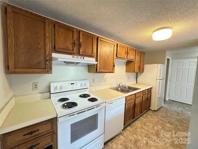a kitchen with a stove a sink and a refrigerator