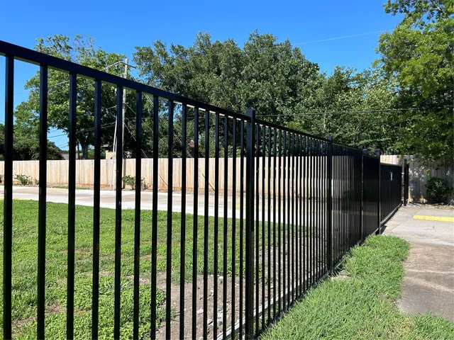 a view of a black gate