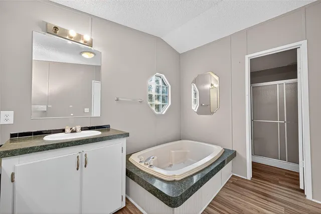 a bathroom with a sink a toilet a mirror and vanity