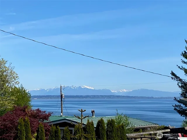 a view of a backyard with sitting area