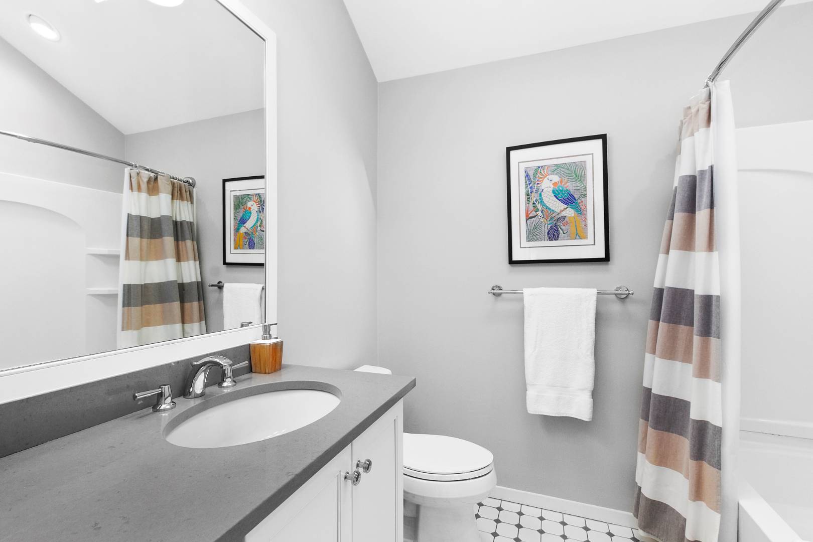 27 Tuthill Lane Remsenburg, NY 11960 - Photo 11 of 18 a bathroom with a granite countertop sink mirror and a toilet