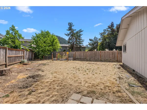 a view of a backyard