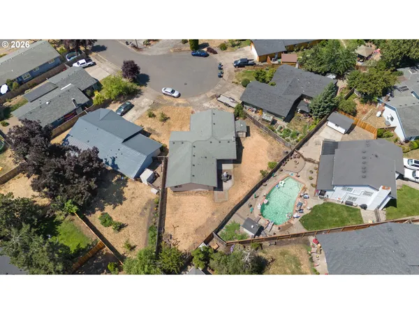 an aerial view of a house