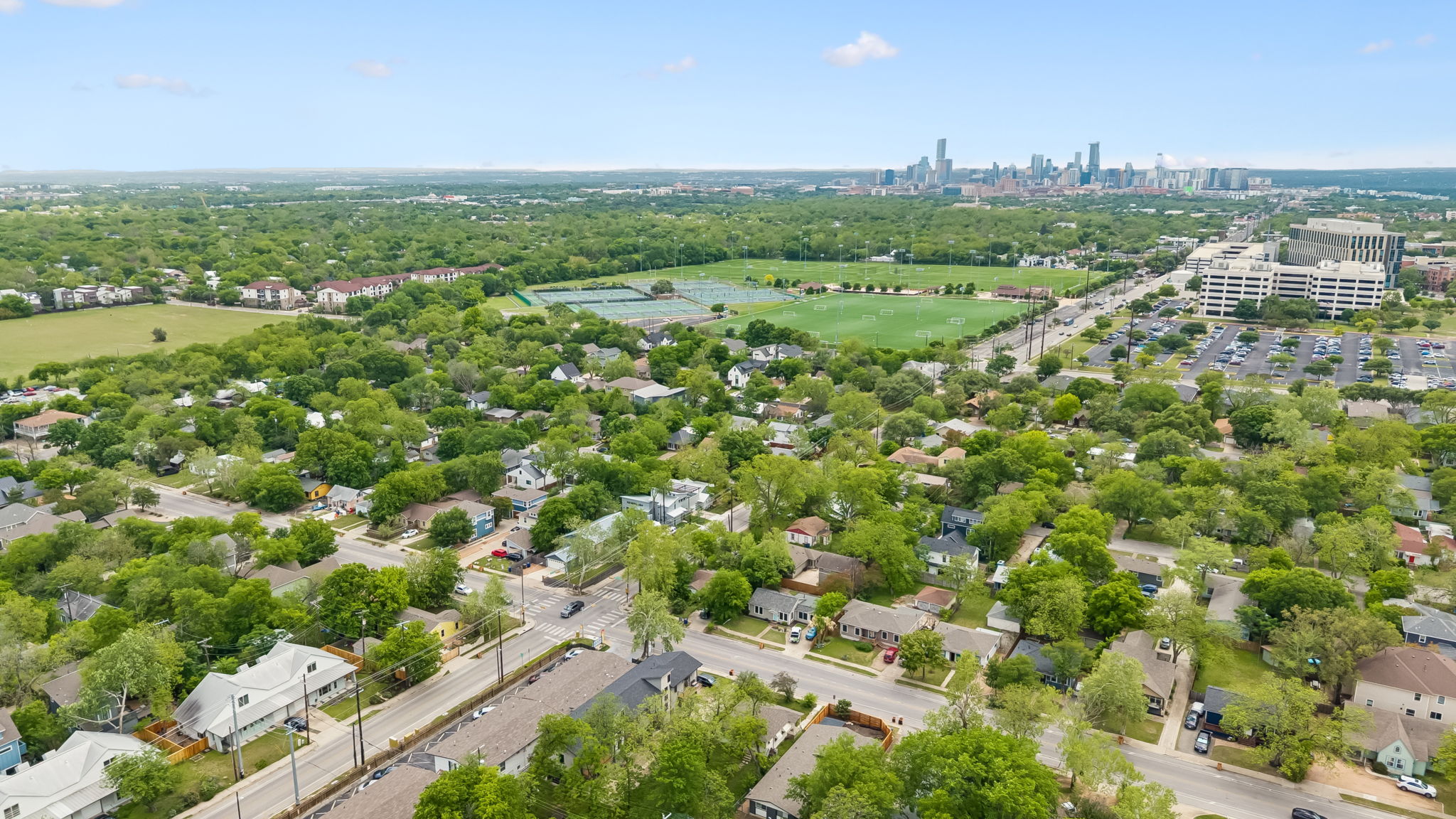 5305 Guadalupe Street, Unit A Austin, TX 78751 - Photo 25 of 31 Drone / aerial view of city skyline