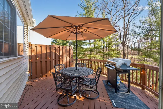 a view of a patio on the deck