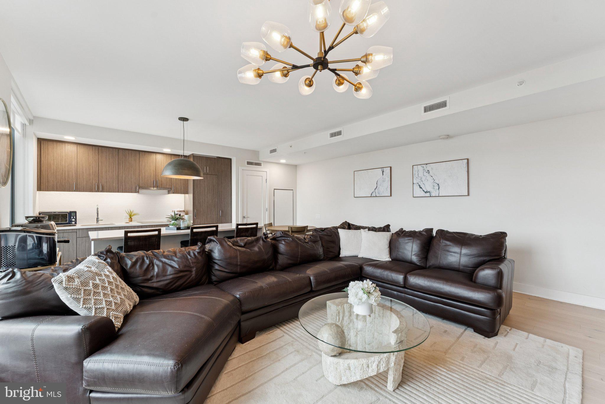 1211 Van Street Southeast, Unit 913 Washington, DC 20003 - Photo 3 of 38 a living room with furniture a rug and a chandelier