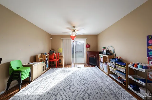 a view of a park with slide