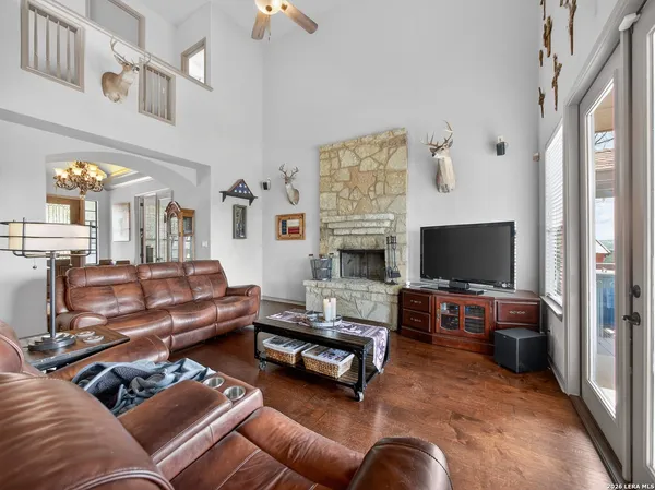 a room with lots of chairs and appliances