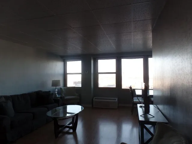 a view of a livingroom with furniture window and wooden floor