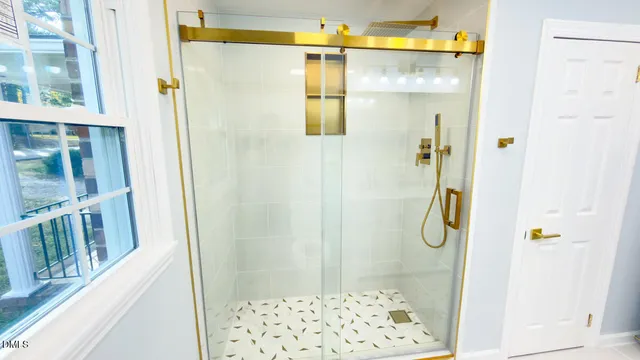 a bathroom with a shower