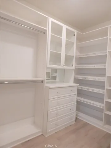 a view of an empty walk in closet