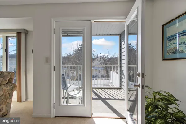 a view of a balcony with chair