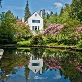 a view of a lake with a house