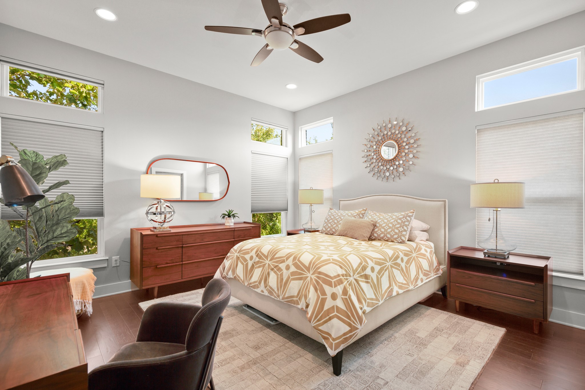 3905 Clawson Road, Unit 12 Austin, TX 78704 - Photo 17 of 30 a bedroom with a bed window and a mirror