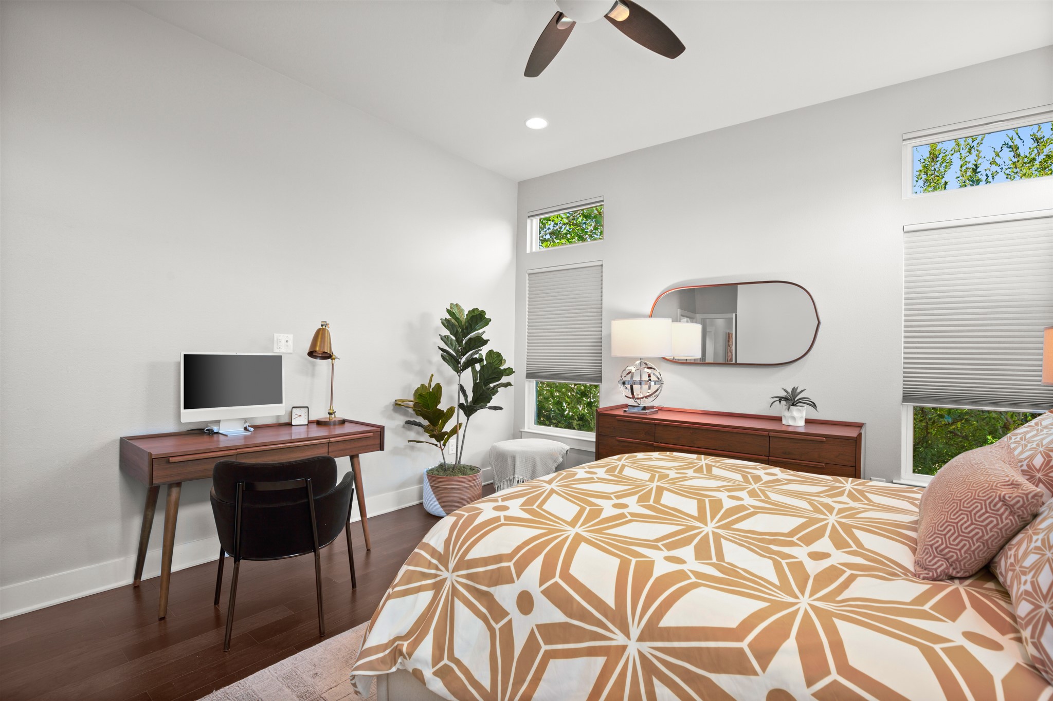 3905 Clawson Road, Unit 12 Austin, TX 78704 - Photo 18 of 30 a bedroom with a bed a desk and chair