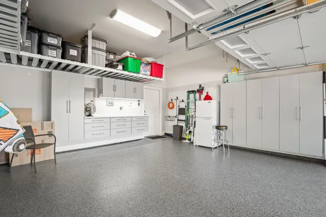 a view of a storage & utility room with toys