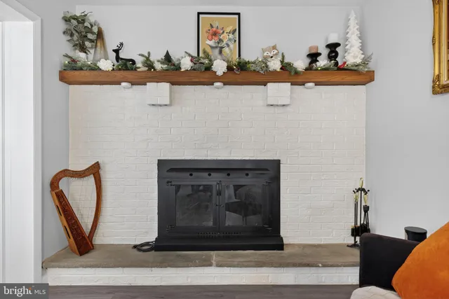 a white building with black countertop