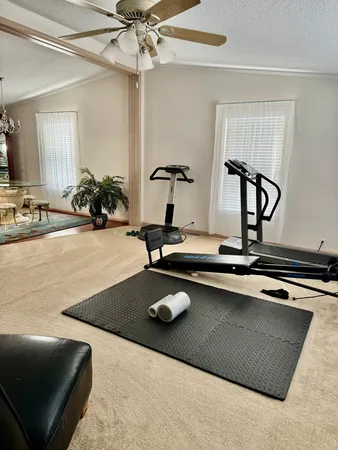 a view of a room with gym equipment