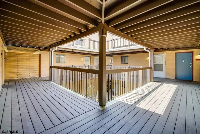 a view of wooden deck