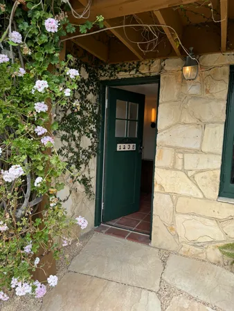 a view of wooden door