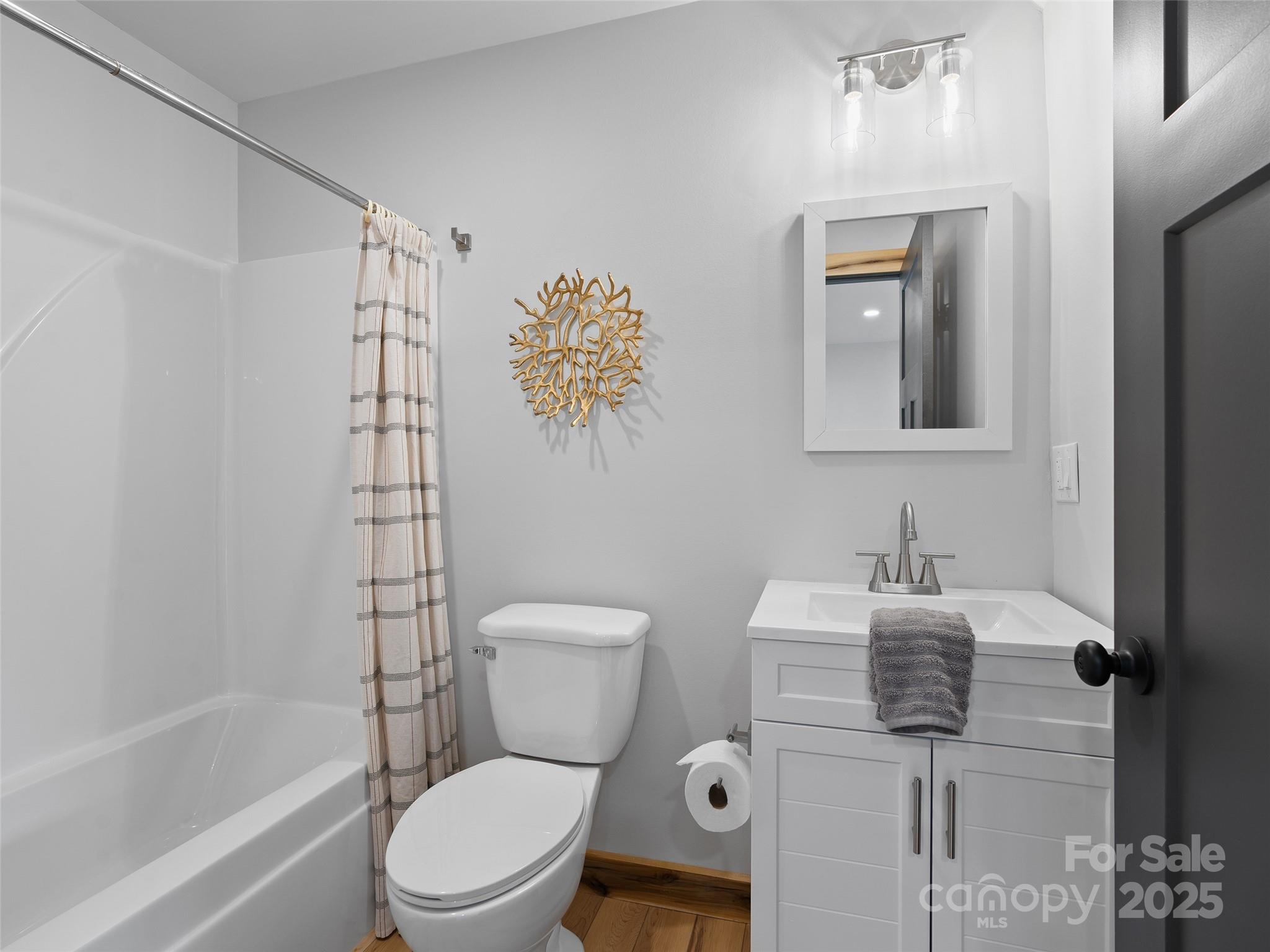 292 County Road Waynesville, NC 28785 - Photo 24 of 26 a bathroom with a toilet sink vanity tub and shower