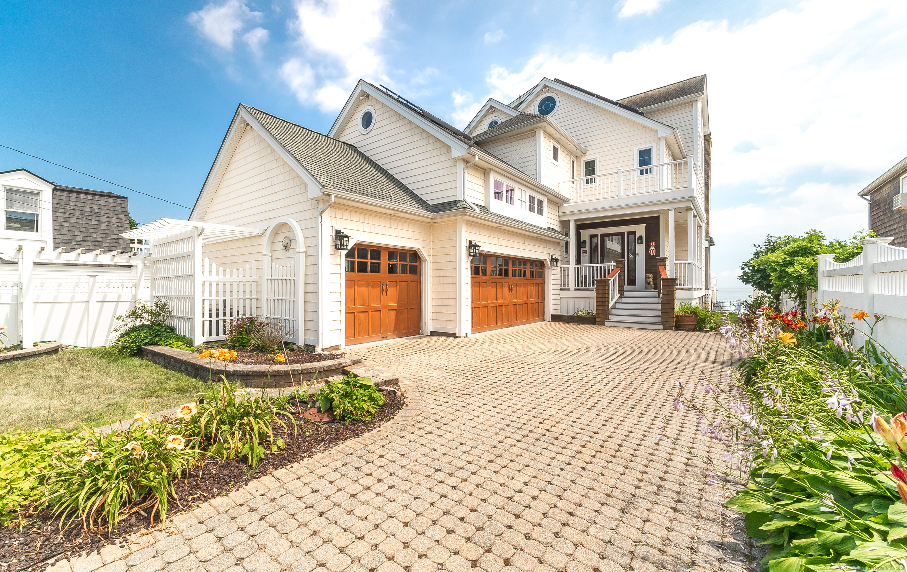 167 Shore Road entrance with a 3-car heated garage.