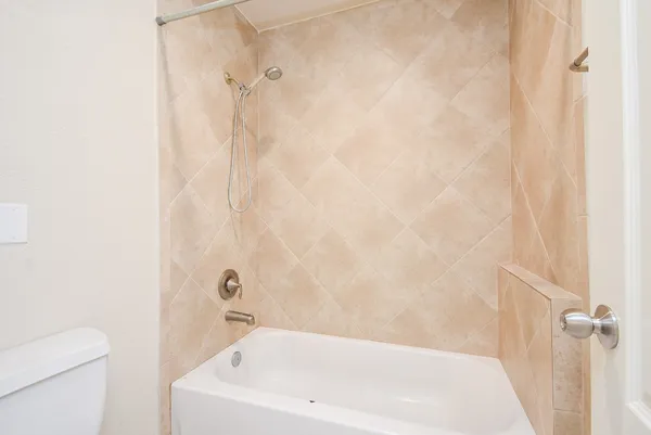 a bathroom with a bathtub