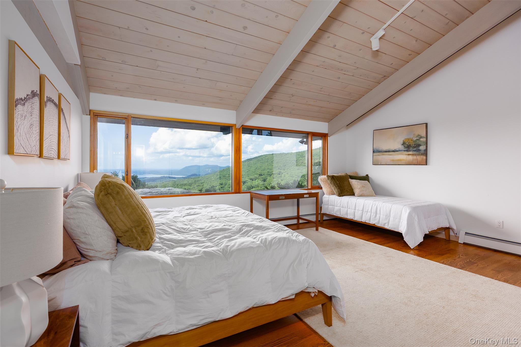 12 Mountain Brook Road Cornwall, NY 12518 - Photo 29 of 50 Bedroom with wood finished floors, wood ceiling, and a mountain view