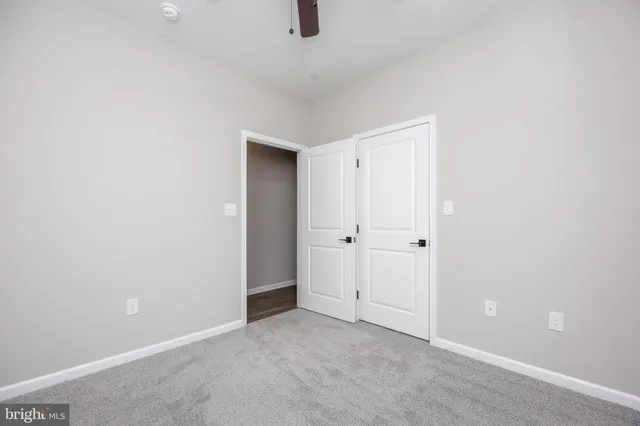 an empty room with a workbench