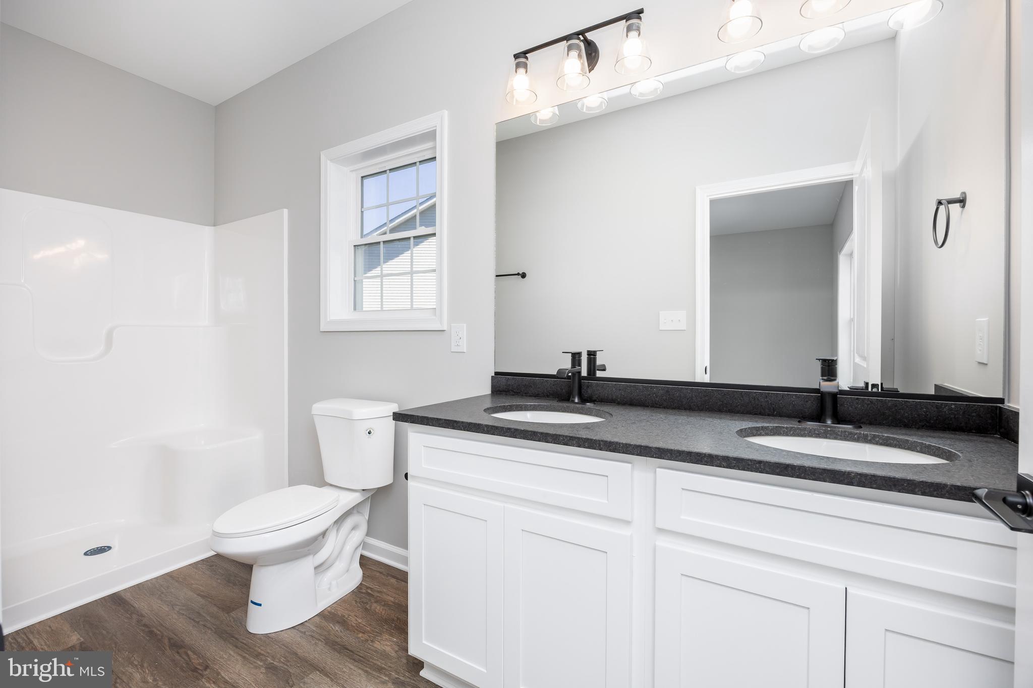 11775 St Stephens Way Princess Anne, MD 21853 - Photo 36 of 51 a bathroom with a granite countertop toilet sink and mirror