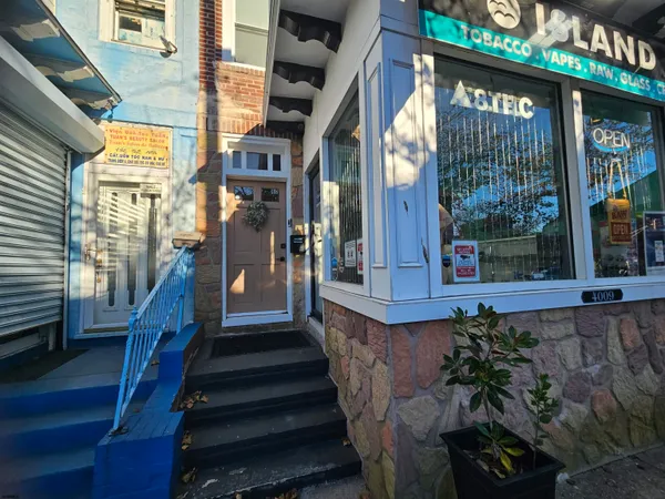 a view of a building with a potted plant
