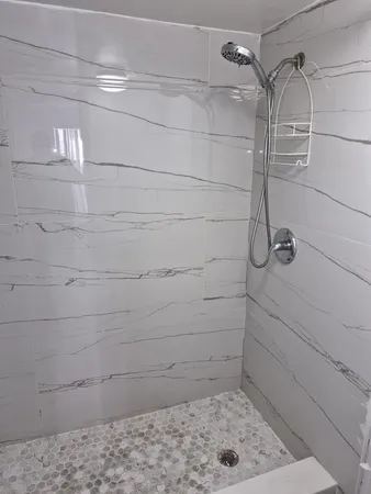 a bathroom with a shower