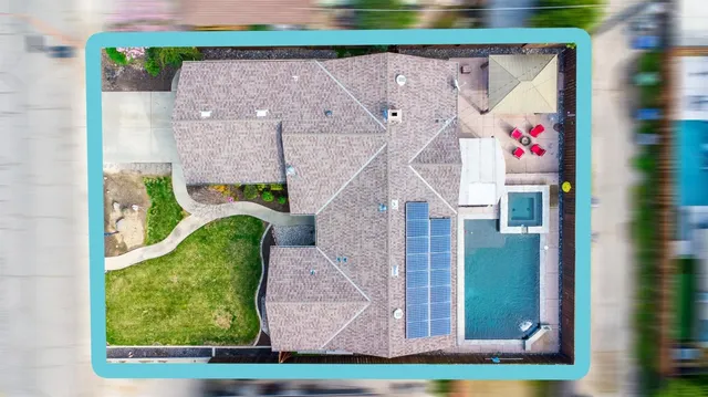 an aerial view of a house