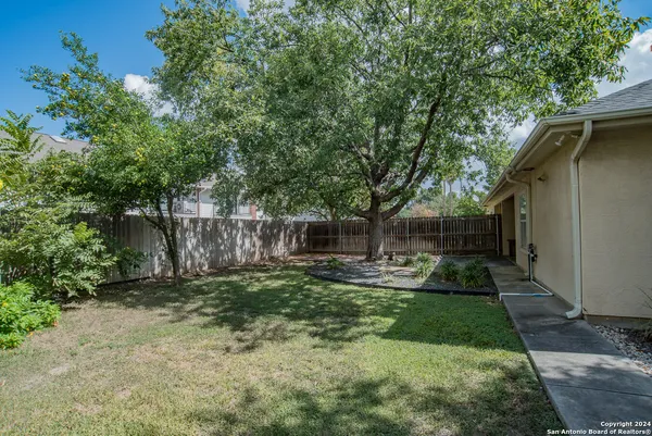 a view of a yard with a tree